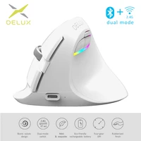 delux m618 mini wireless white mouse bt 4 02 4ghz dual mode ergonomic rechargeable silent click vertical mice for pc