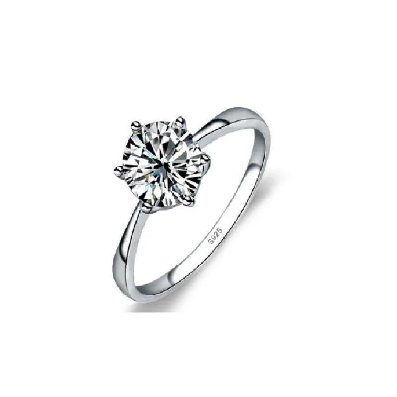 

Korean Six Claw Zircon Rings For Women Copper Material White Gold Engagement Ring 2021 Fashion Jewelry Accessorie Couple Promise