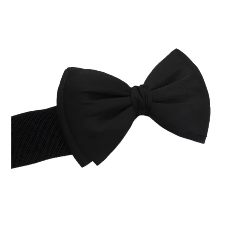 

Women Elegant Big Bow Elastic Waistbands Lady Stretchy Solid Color Ribbon Bow-Knot Waist Belt Dress Decoration Cumerbunds