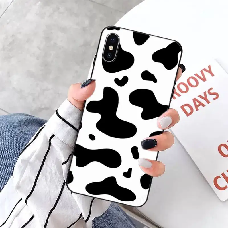 

White Black Cow Symbol Phone Case for iPhone 11 12 pro XS MAX 8 7 6 6S Plus X 5S SE 2020 XR mini