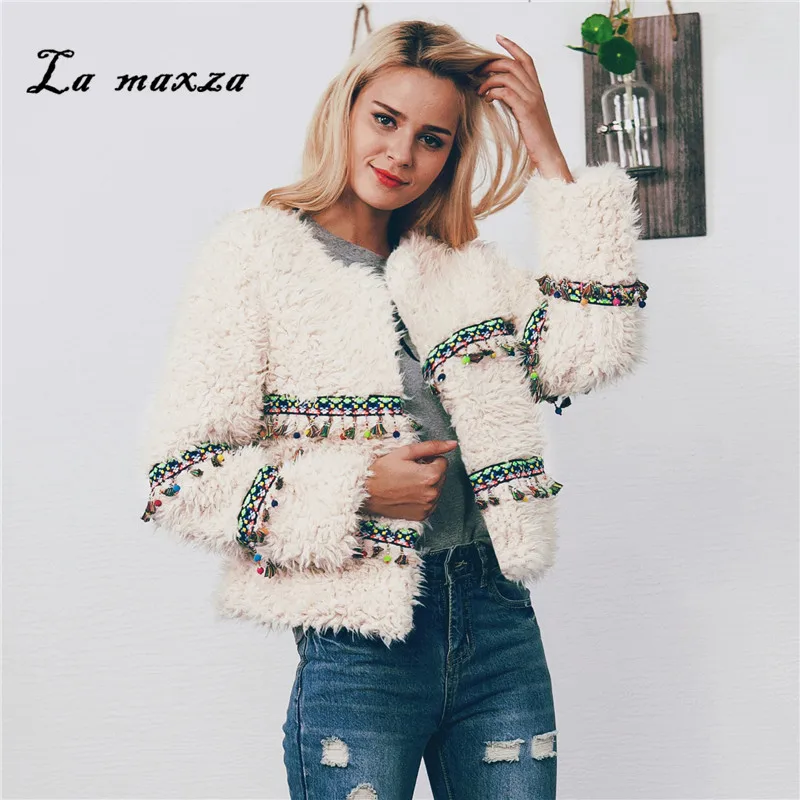 

Plus Size Womens Coats Winter Faux Fur Coat 2019 Casual Faux Fur Jacket Korean Fashion Furry Jacket