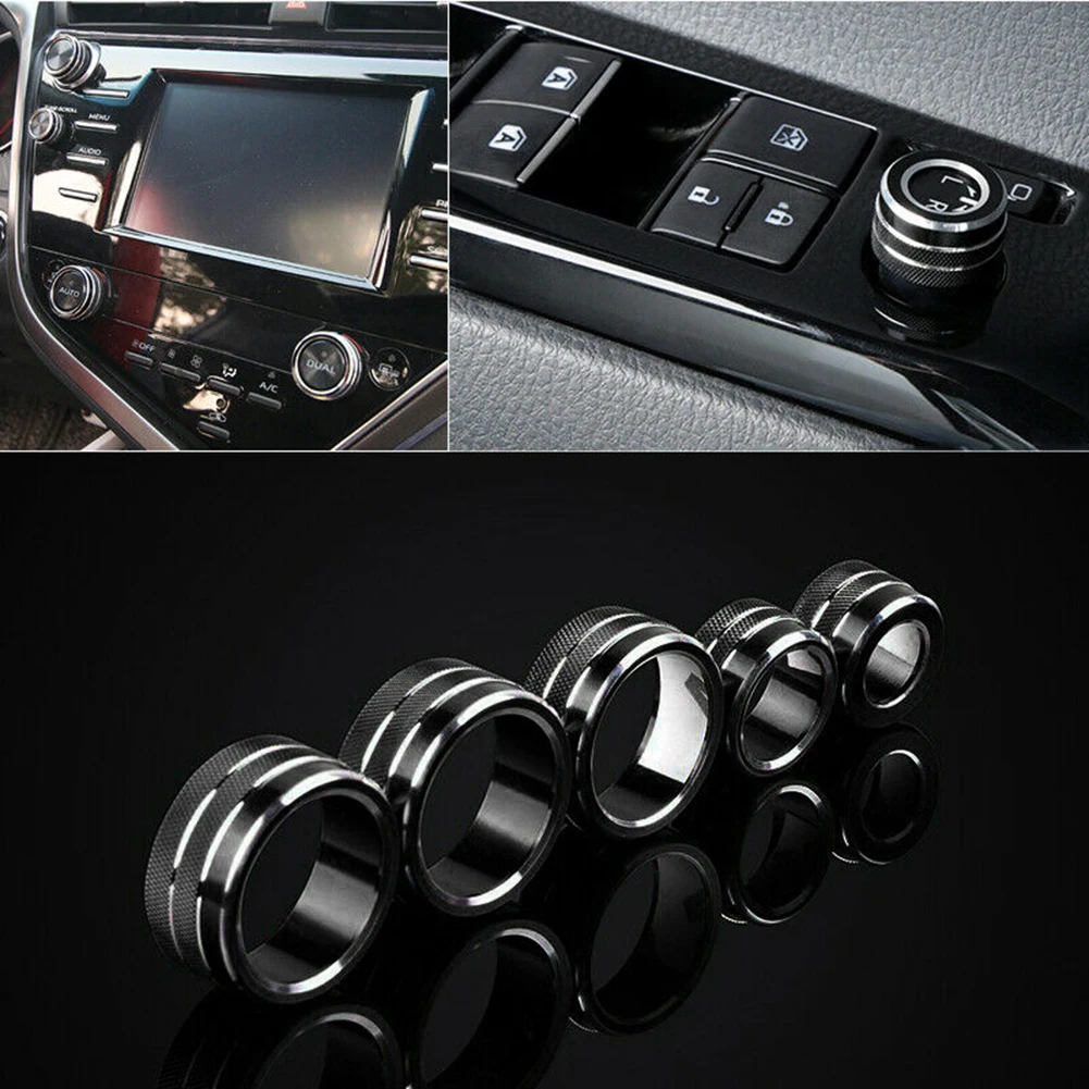 Botón de espejo retrovisor para coche Toyota Camry 2018, aire acondicionado Interior, función de Audio, ajuste circular, 5 unids/set por juego