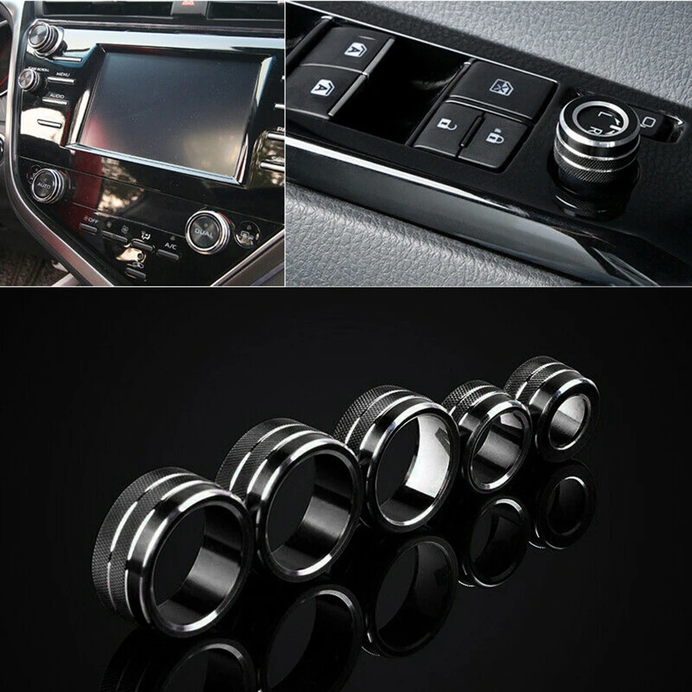 5pcs/set Car Interior Air Condition Audio Function Rear View Mirror Button Circle Trim For Toyota Camry 2018 | Автомобили и