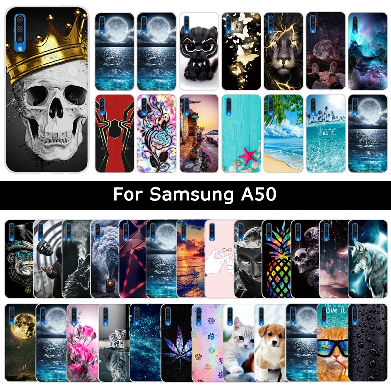 Чехол для Samsung Galaxy A50 A 50 цветной защитный чехол с принтом кота Мягкие силиконовые