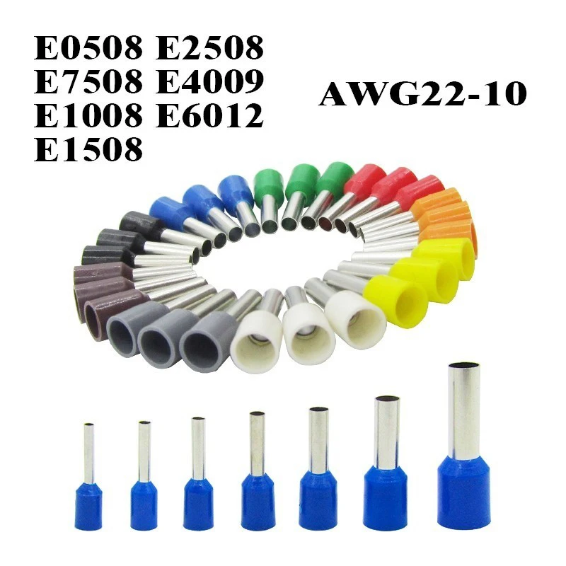 

100pcs/200Pcs/300Pcs/500Pcs/1000Pcs/Pack Insulated Ferrules Terminal Block Cord End Wire Connector Electrical Crimp Terminator