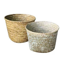 2020 handmade bamboo storage baskets laundry straw patchwork wicker rattan seagrass belly garden flower pot planter basket