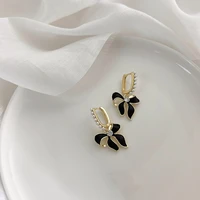 2021 new fashion sweet pearl elegant joker drop earrings trendy black bowknot temperament women dangle earrings jewelry