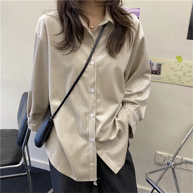 HziriP Vintage Women Shirt Blouses 2021 New Spring OL Single Breasted Blouse Female Solid Loose Casual Shirts Tops Blusas Mujer | Женская