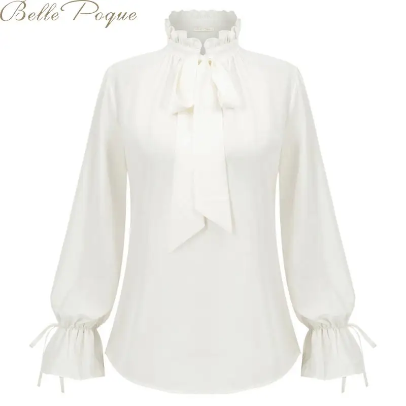 Belle Poque элегантная кружевная блузка с высоким воротом рубашка модная фонарь сетка