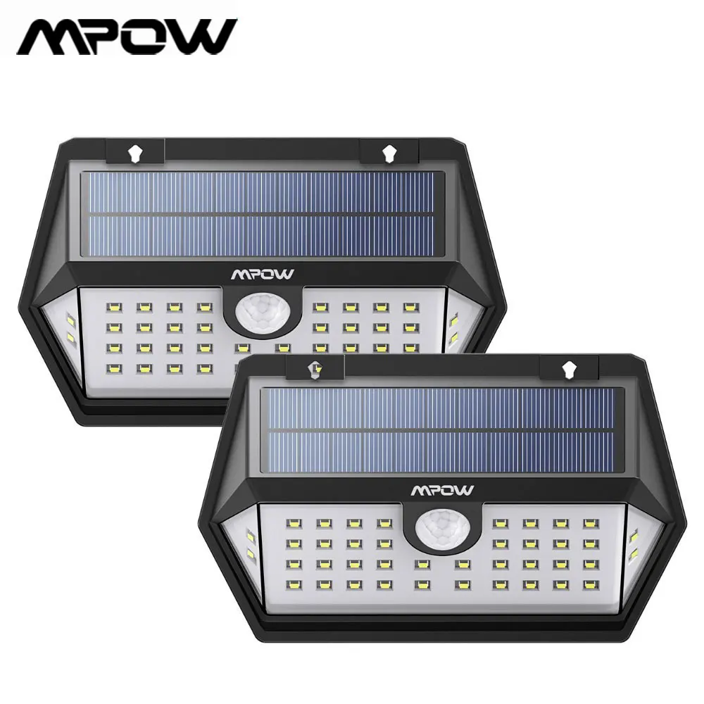 2 Упак. Mpow 40 LED датчик движения солнечные садовые огни лампа наружная IP65