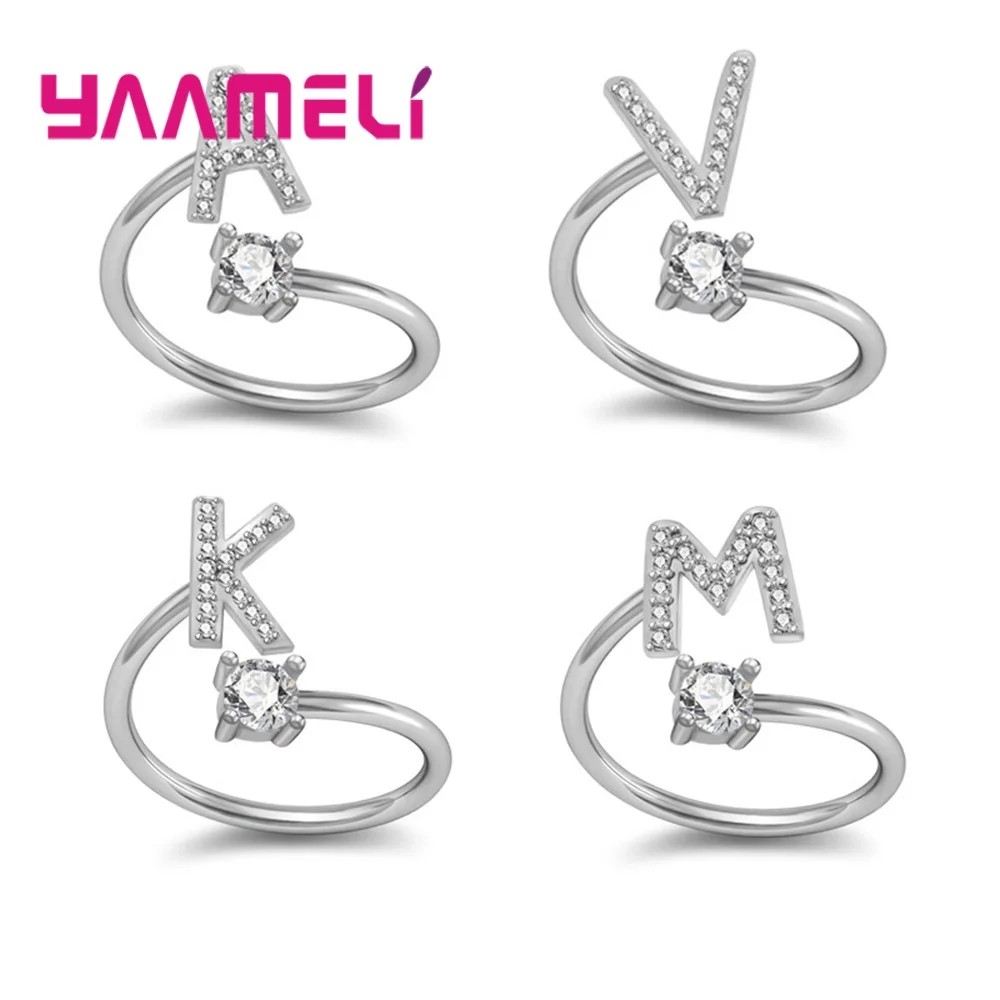 Новые женские и мужские кольца с алфавитом от A до Z из стерлингового серебра 925