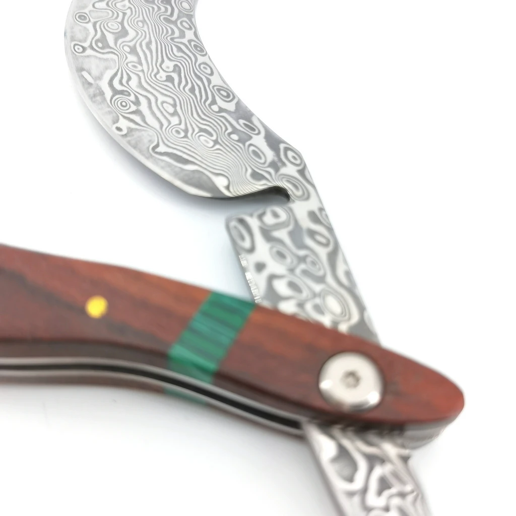 Дамасская прямая Бритва для парикмахеров стальной нож резки горла деревянная