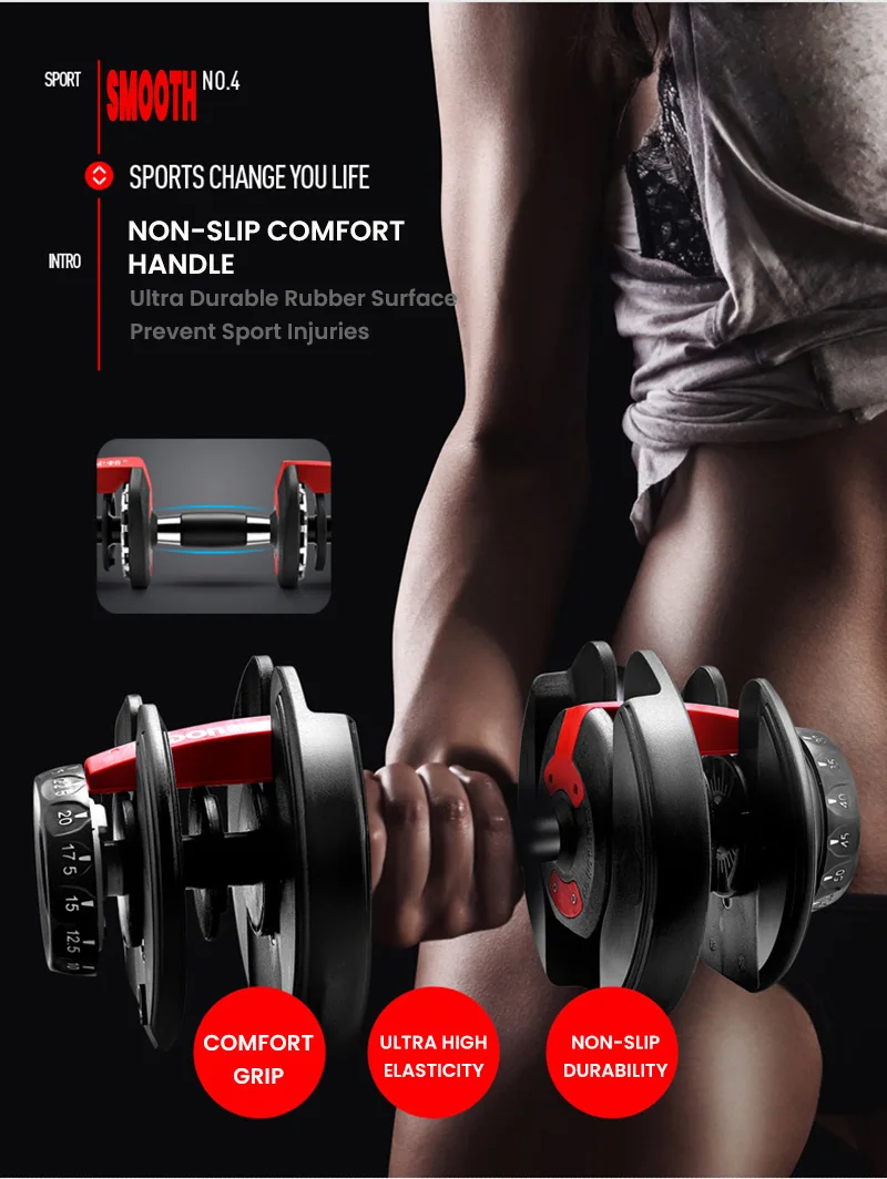 

1pc 40kg Drop Shipping Gym Equipment for Home Use Equipments Adjustable Dumbbell Set 40kg 90LBS 1090 Adjustable Dumbbells