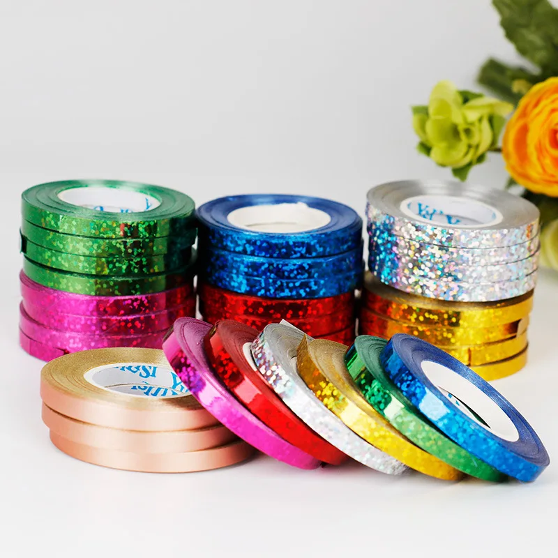 

10pcs 10m Laser Ribbon, Colorful Sequin Circle Tied Balloon Ribbon, Party Wedding Decoration Supplies Wholesale