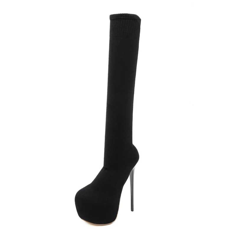 Весенние сапоги Женская стелька из эластичной ткани Сапоги выше колена на