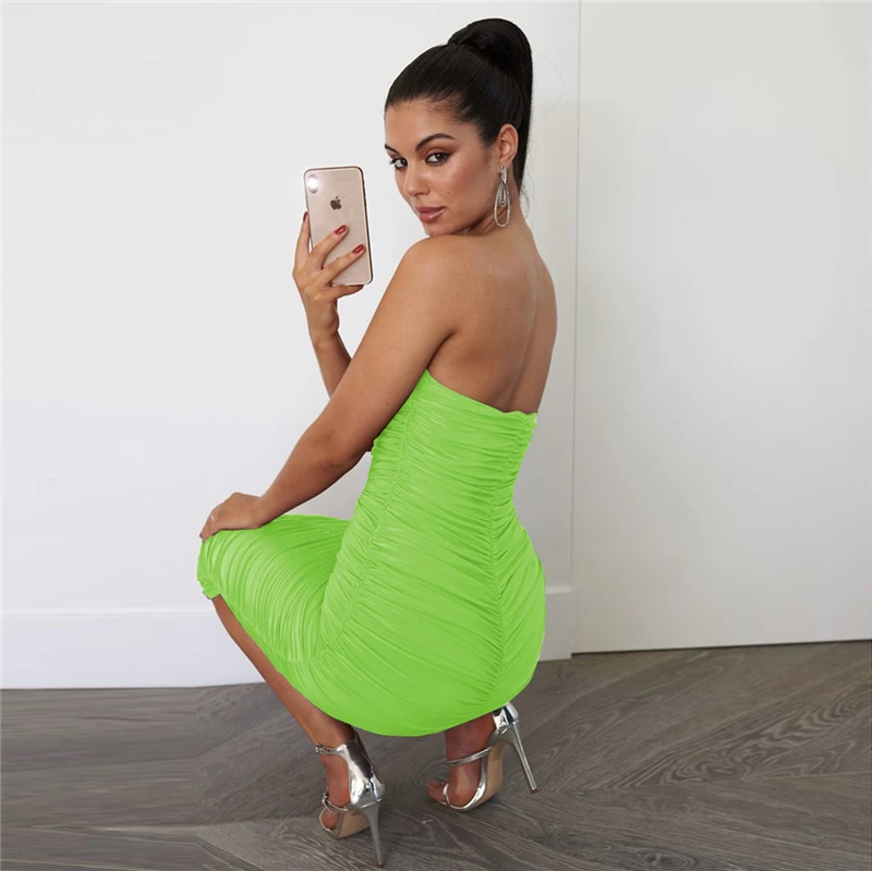 

Women Sexy Sheath Bandage Dress Summer Sleeveless Strapless Elegant Ladies Dress Bodycon Slim Party Dresses