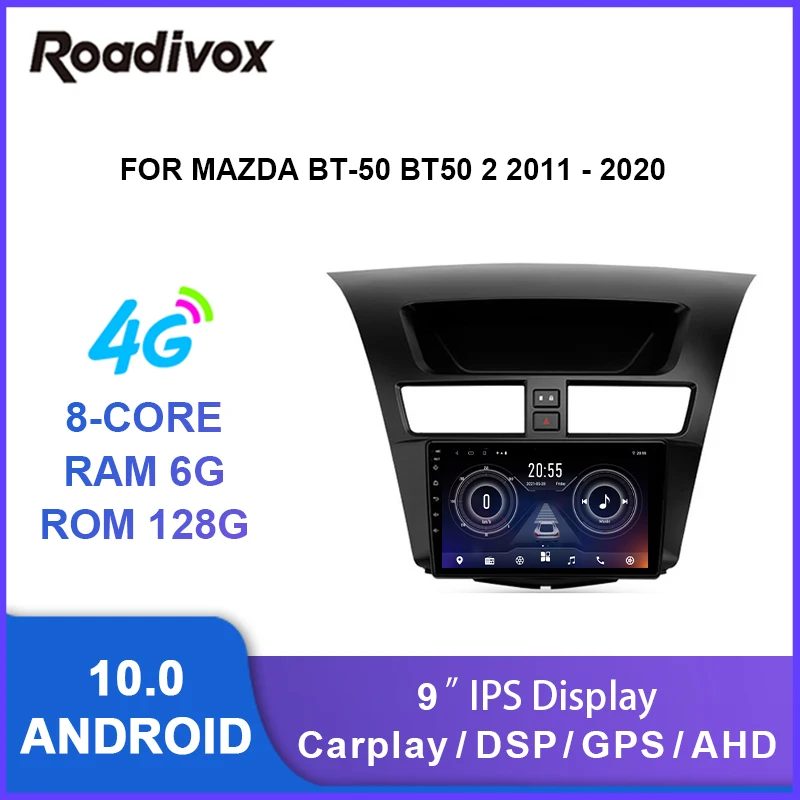 

9-дюймовый android 10,0 автомобильный радиоприемник, видеоплеер gps для Mazda BT-50 BT50 2 2011-2020, мультимедийный стерео автомагнитола, головное устройство