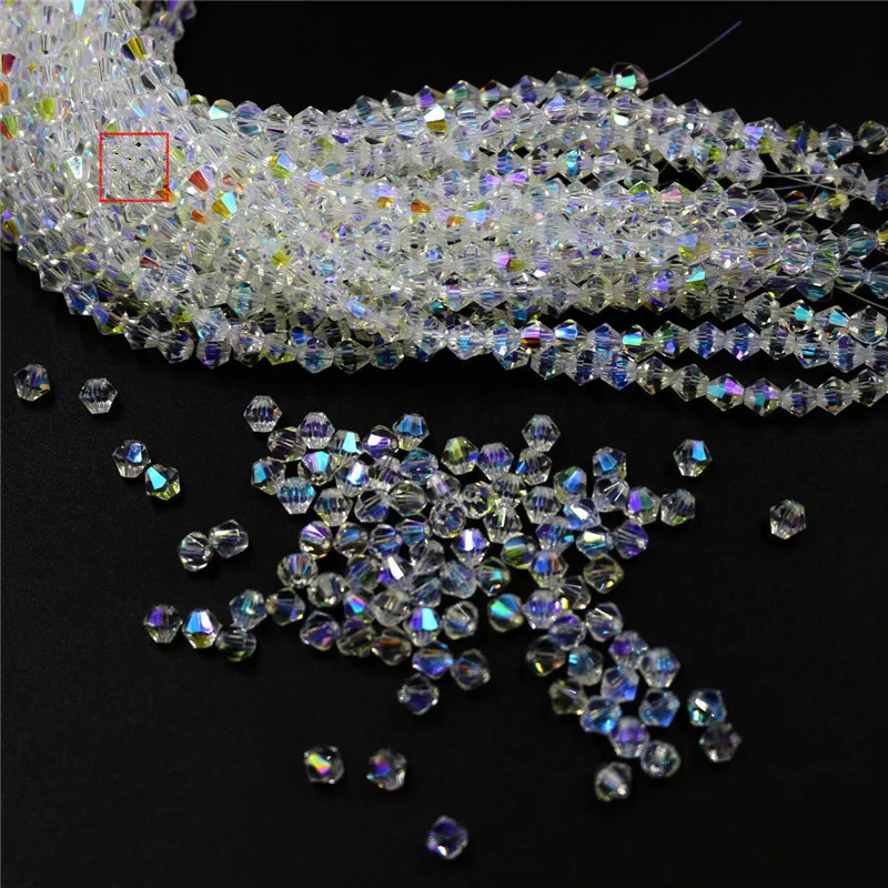 

White AB Color 3/4MM 1000PCS Bicone Austria Crystal Beads Loose Spacer charm Glass Beads for DIY Jewelry Making