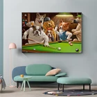 Поп-арт красочное абстрактное искусство животное холст печать собака играть Бильярд Бог снукер масляная живопись художник Декор для дома плакат