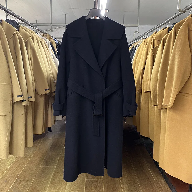 Корейский женский новый дизайн зимнее двустороннее шерстяное пальто длинный