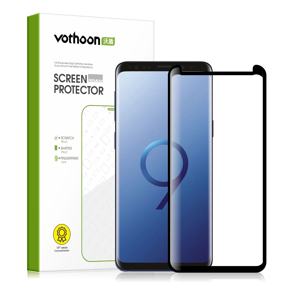 Закаленное стекло votoon для Samsung Galaxy S9 Plus защитное с изогнутыми краями 3D (не полное