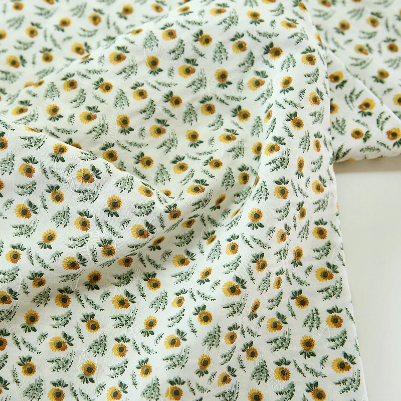 

150 см ширина, зеленая ткань с цветочным принтом, хлопковое платье ручной работы, ткань для одежды «сделай сам»