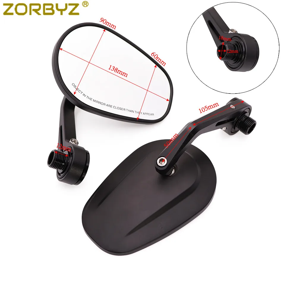 ZORBYZ черное зеркало заднего вида с овальной ручкой ЧПУ и резьбой внутри для Benelli