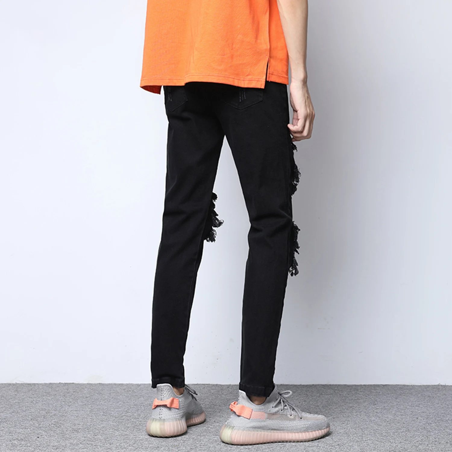 Мужские джинсы с дырками в стиле хип-хоп повседневные Прямые брюки Харадзюку 2019 |