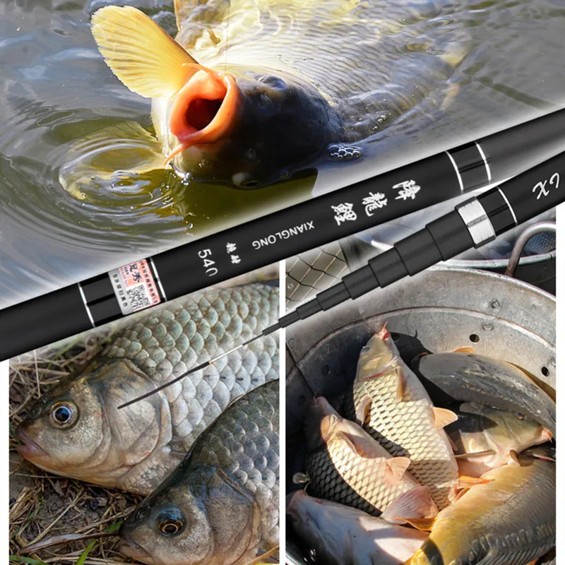 

High Quality Super Light Hard Carbon Fiber Telescopic Fishing Rod Freshwater Hand Pole 3.6/4.5/5.4/6.3/7/8/9m Stream Pole