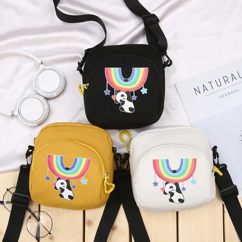

Rainbow Panda New Lovely Canvas Bag Women's Single Shoulder Straddle Students' Class Leisure Handbag Crossbody For Women