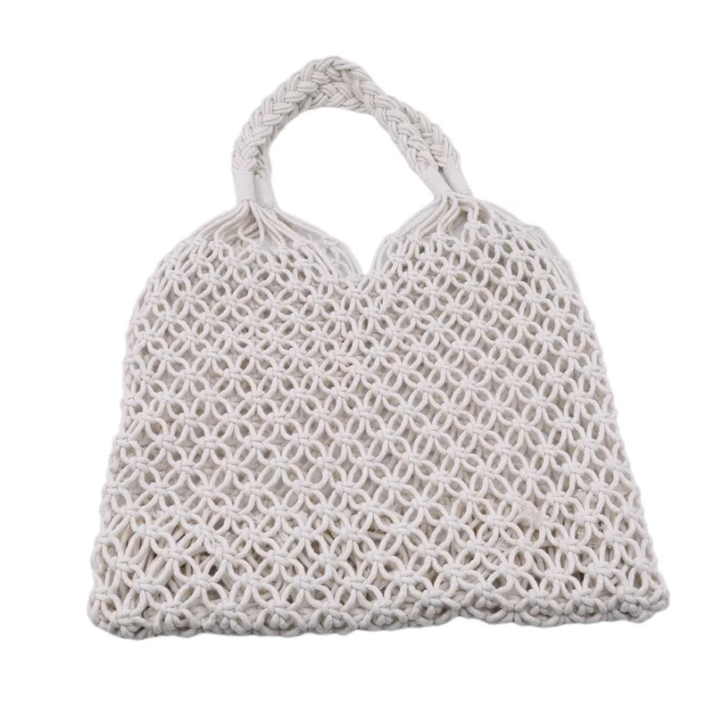 

33*27cm Ins Woven Bag Mesh Rope Weaving Tie Buckle Reticulate Hollow Straw Bag No Lined Net Swim Bag