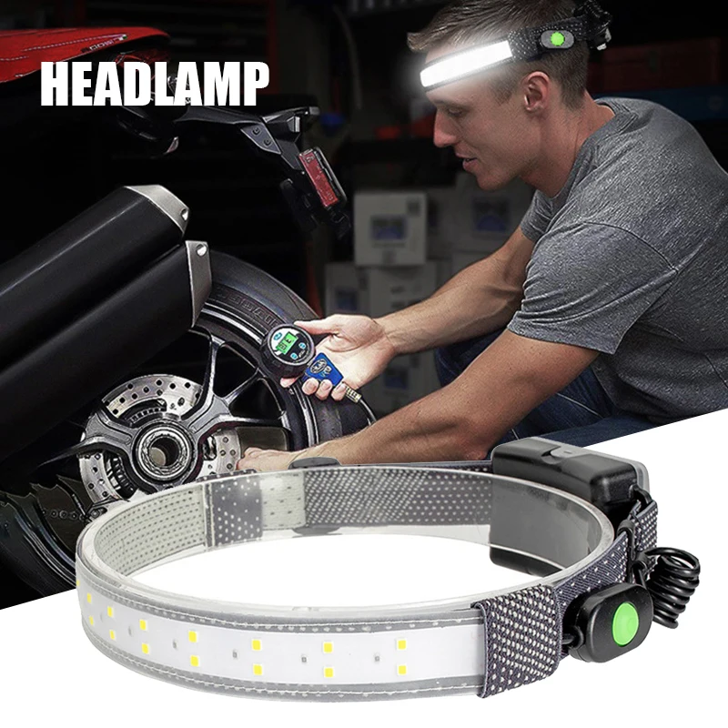 

Newly Super Bright Headlamp Work Light Strap Foldable Adjustable Battery Powered COB LED Light for Camping Running Hiking