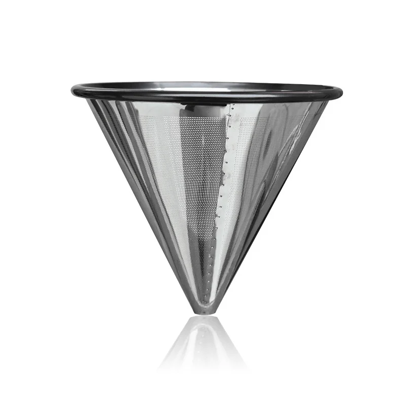 

Stainless Steel Pour Over Coffee Filter Reusable Paperless Cone Dripper for Coffee Maker In Stock
