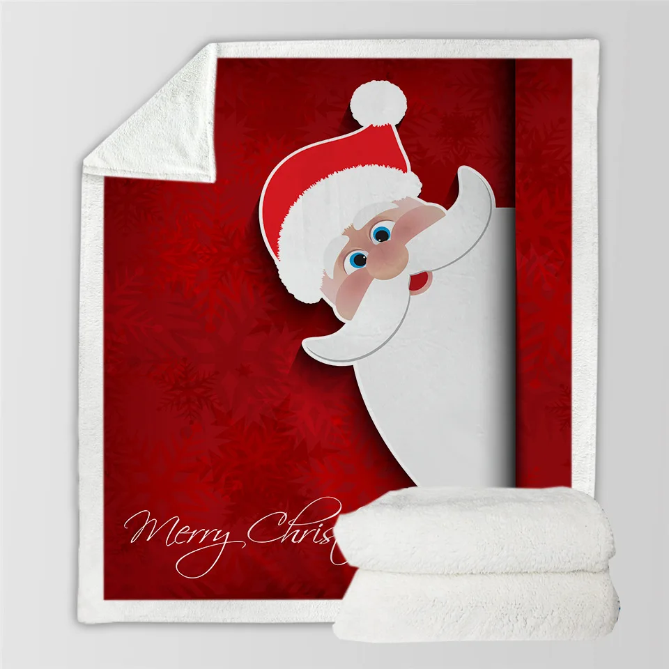 

Рождественское одеяло для дивана, кровати, путешествий, теплое одеяло, покрывало с Санта-Клаусом, зимнее украшение для дивана, подарочное од...