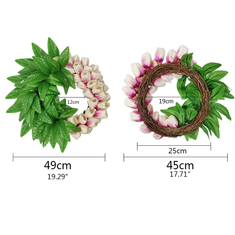 

Artificial Tuli p Wreath Spring Summer Faux Floral Wreath,19.6 Inch Front Door Hanging Garland for Indoor Outdoor Home Wall 28GF