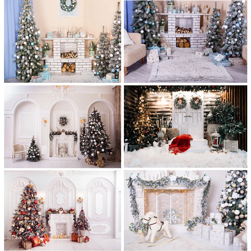 

Art Fabric Christmas Day Indoor Theme Photography Background Christmas Tree Children Backdrops For Photo Studio Props CHM-101