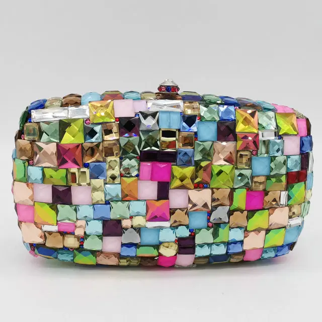 CBG863135-3 Boutique De FGG Разноцветные Женские металлические клатчи Minaudiere сумка вечерние сумочки-клатчи со стразами свадебные сумочки женские вечерние сумочки - Цвет: CBG863135-3