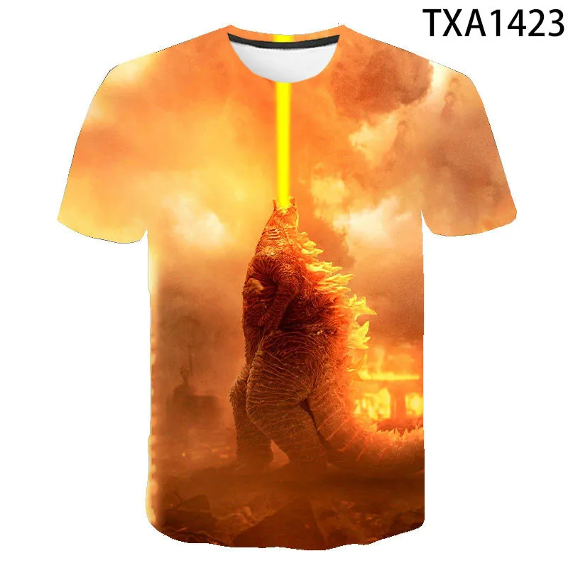 

2021 new fashion dinosaur PS Tesla men's and women's 3D printed T-shirt fashion casual shirt summer monster breathable and sweat