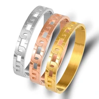 vintage hollow gold color bracelets bangles fashion stainless steel cuff bangle for men women jewelry gift