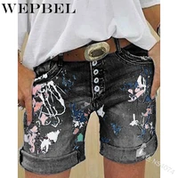 wepbel denim shorts summer womens fashion funky cool casual with holes rolled up tie dye print jean shorts