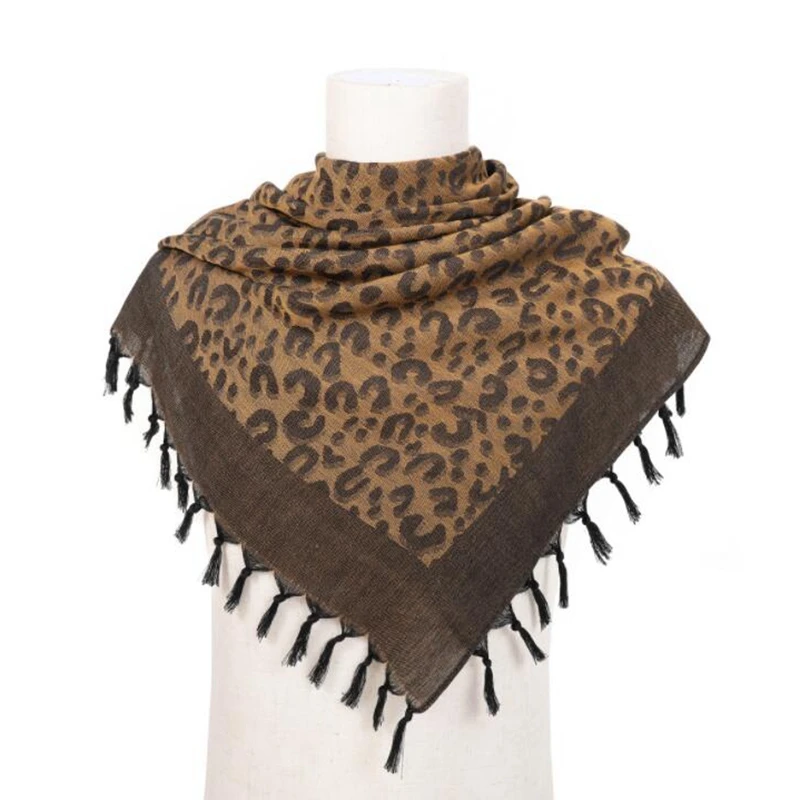 

Tactical Unisex Leopard Arab Keffiyeh Shemagh Scarf Winter Shawl Neck Desert Head Scarf Winter Warmer Cover Windproof Camping
