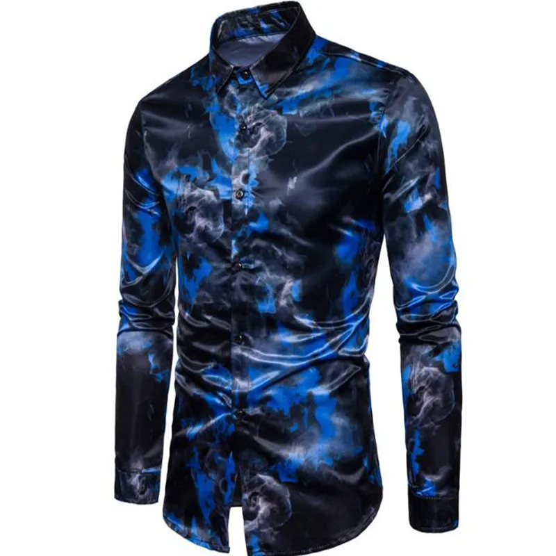 

Autumn/spring men's quality long-sleeved patchwork shirt lapel design men's slim casual shirt