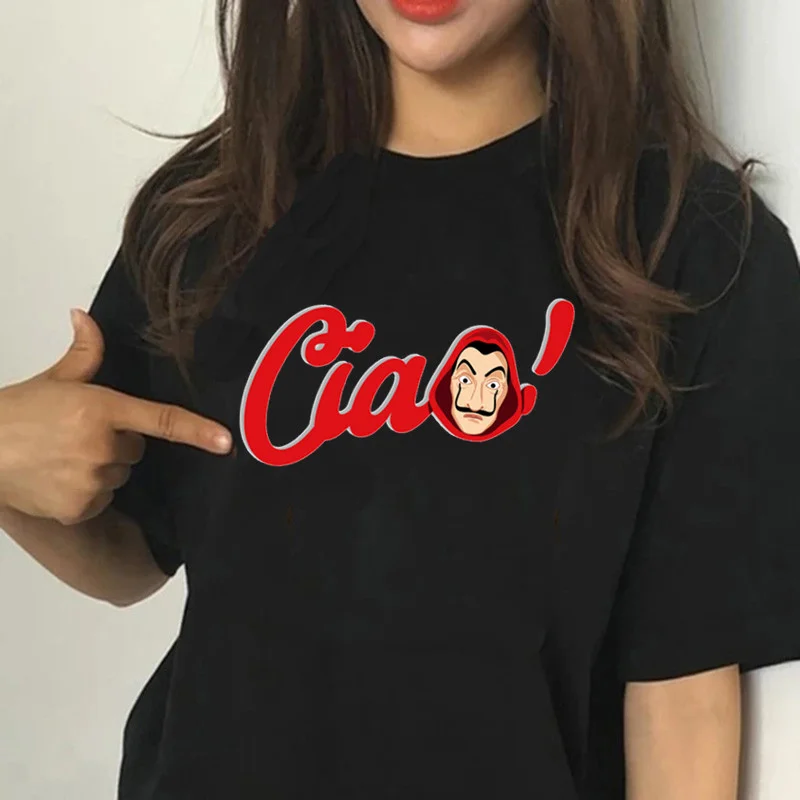 

La Casa De Papel Printed Tshirt Fashion Women's T Shirt Bella Ciao Harajuku Summer O-Neck Short Sleeve Top Tee Casual T-shirt