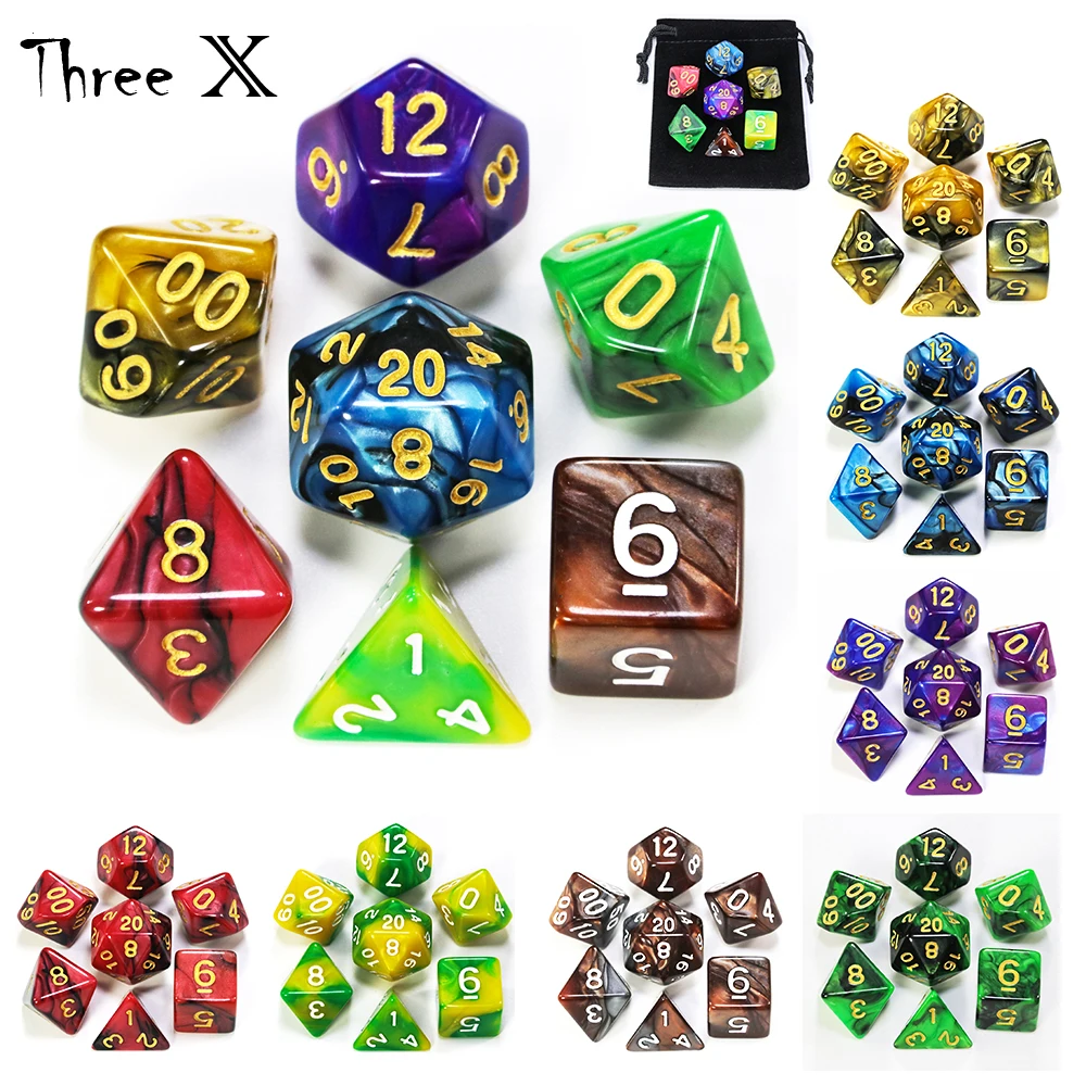 Игральные кости многогранники для RPG DND настольная игра с 1 бесплатным мешком D4 D8