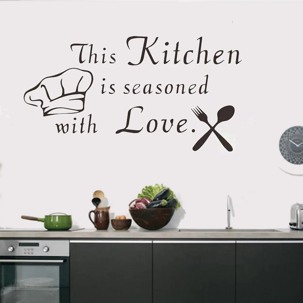 

Fashion Kitchen Wall Decals Wall Stickers This Kitchen is Seasoned with Love Wall Decal for Kitchen Decals for Wall Vinyl ov279