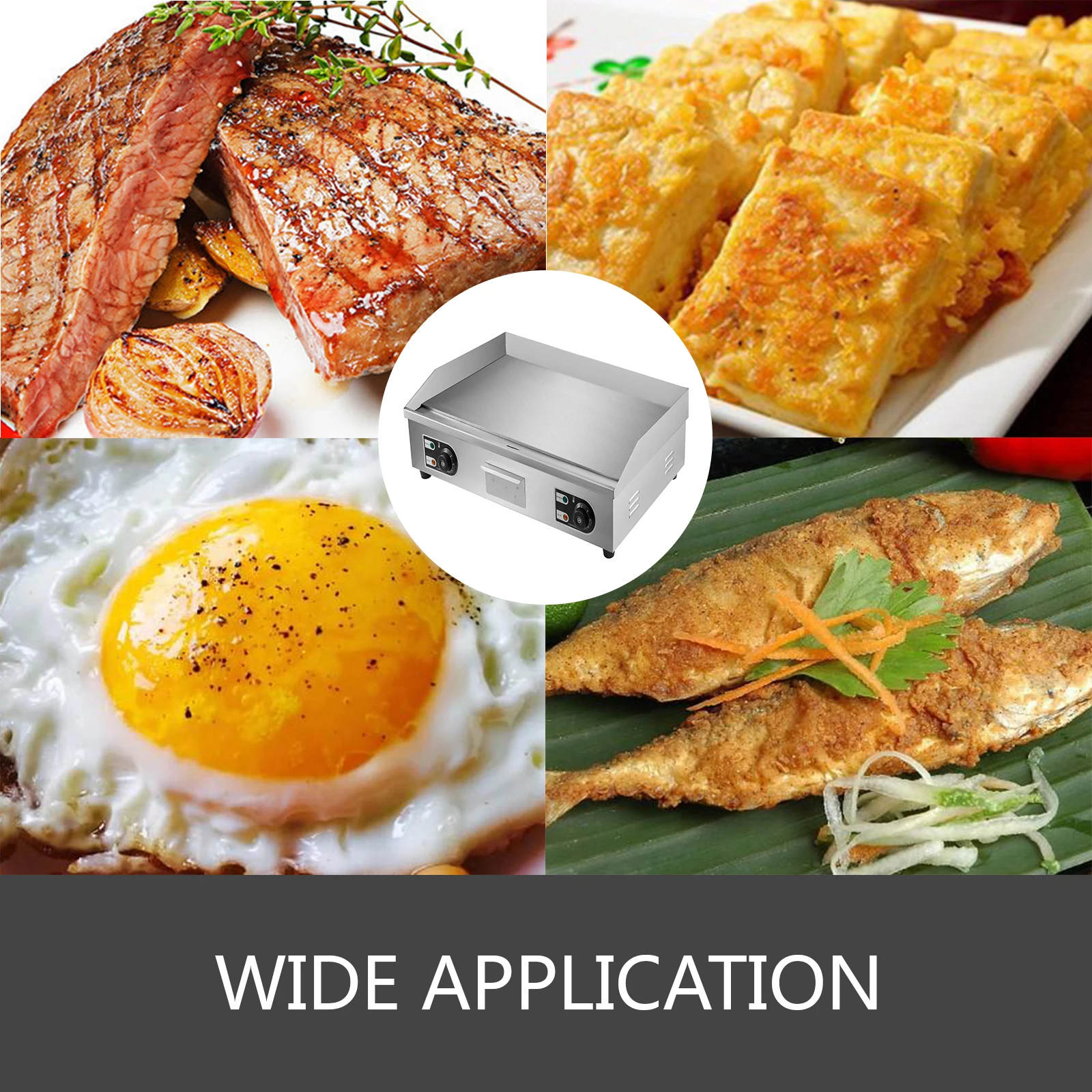 vevor electric countertop griddle with drawer cooling holes stainless steel flat top grill for bbq cooking steak pancakes etc free global shipping