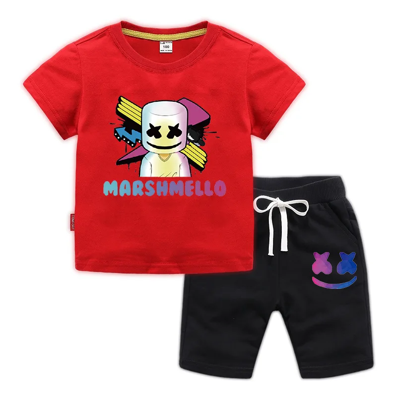 

Комплект детской одежды для мальчиков и девочек, хлопковая футболка с коротким рукавом + шорты, комплект из 2 предметов, детская одежда, кост...