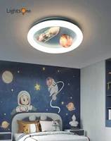 Children's bedroom ceiling light boy girl creative rotating astronaut rocket space planet lamp baby room ceiling lamp
