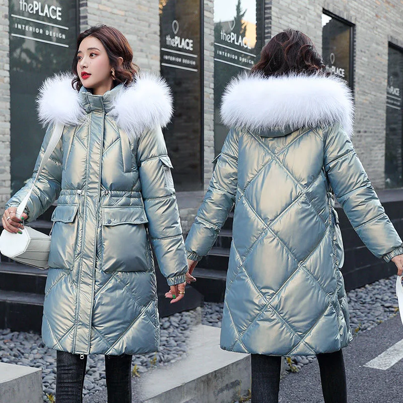 

2021 New Autumn Winter Women's Coat with a Hood Casual Wear Quality Fashion Parka Long Clothing Front Pockets M-3XL