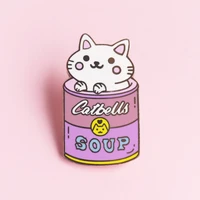 andy warhols inspiration cute canned cat hard enamel pin fashion pastel cartoons animal gold brooch unique jewelry artist gift
